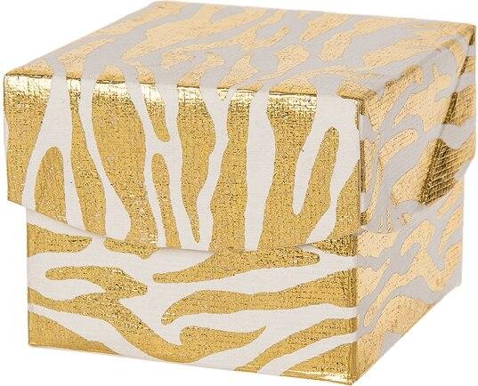 Gold Zebra Print Extra Small Paper Gift Box - PaperLanternStore.com - Paper Lanterns, Decor, Party Lights &amp; More