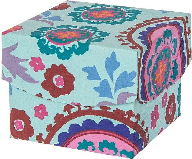 Ice Blue Suzani Small Paper Gift Box - PaperLanternStore.com - Paper Lanterns, Decor, Party Lights &amp; More