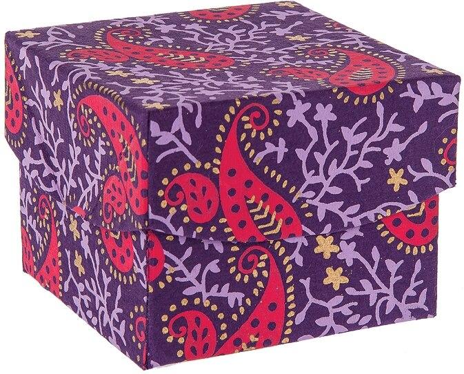 Purple Jaipur Paisley Extra Small Paper Gift Box - PaperLanternStore.com - Paper Lanterns, Decor, Party Lights &amp; More