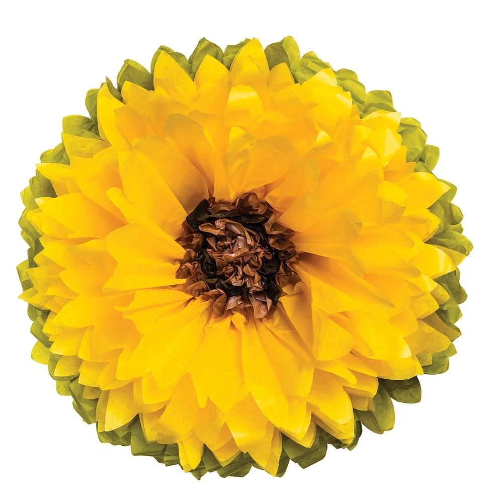 Giant Tissue 24 Inch Paper Sunflower  Pom Pom - PaperLanternStore.com - Paper Lanterns, Decor, Party Lights &amp; More