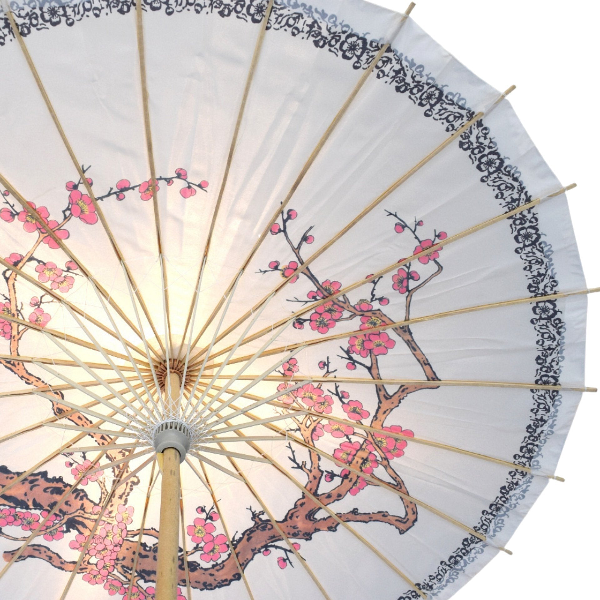 32" Cherry Blossom with Floral Ring Premium Nylon Parasol Umbrella with Elegant Handle