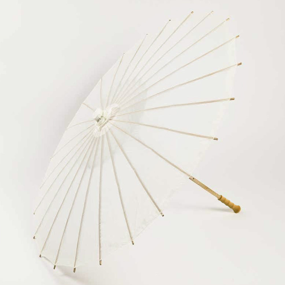 Elegant 32 Inch White Parasol Umbrella, Premium Nylon for Weddings, Festivals or any occasion  - Luna Bazaar | Boho & Vintage Style Decor