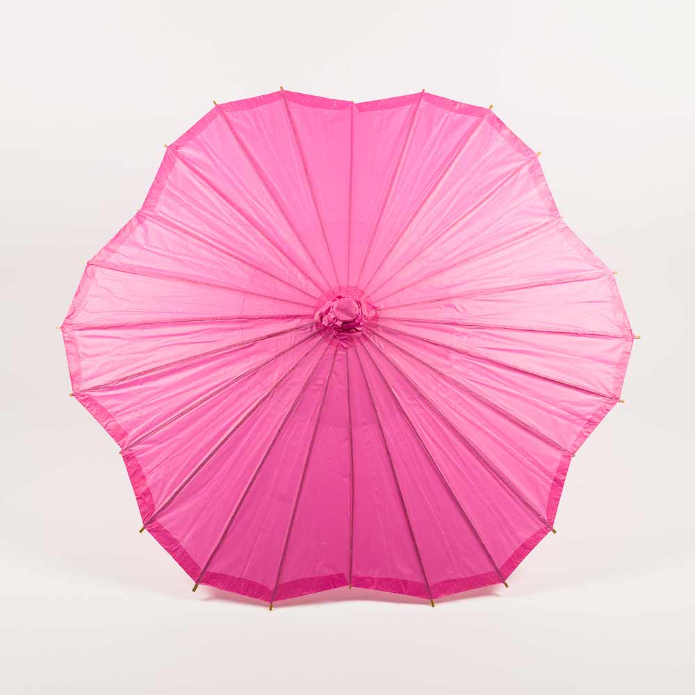 BULK PACK (6-Pack) 32&quot; Fuchsia Paper Parasol Umbrella, Scallop Blossom Shaped with Elegant Handle