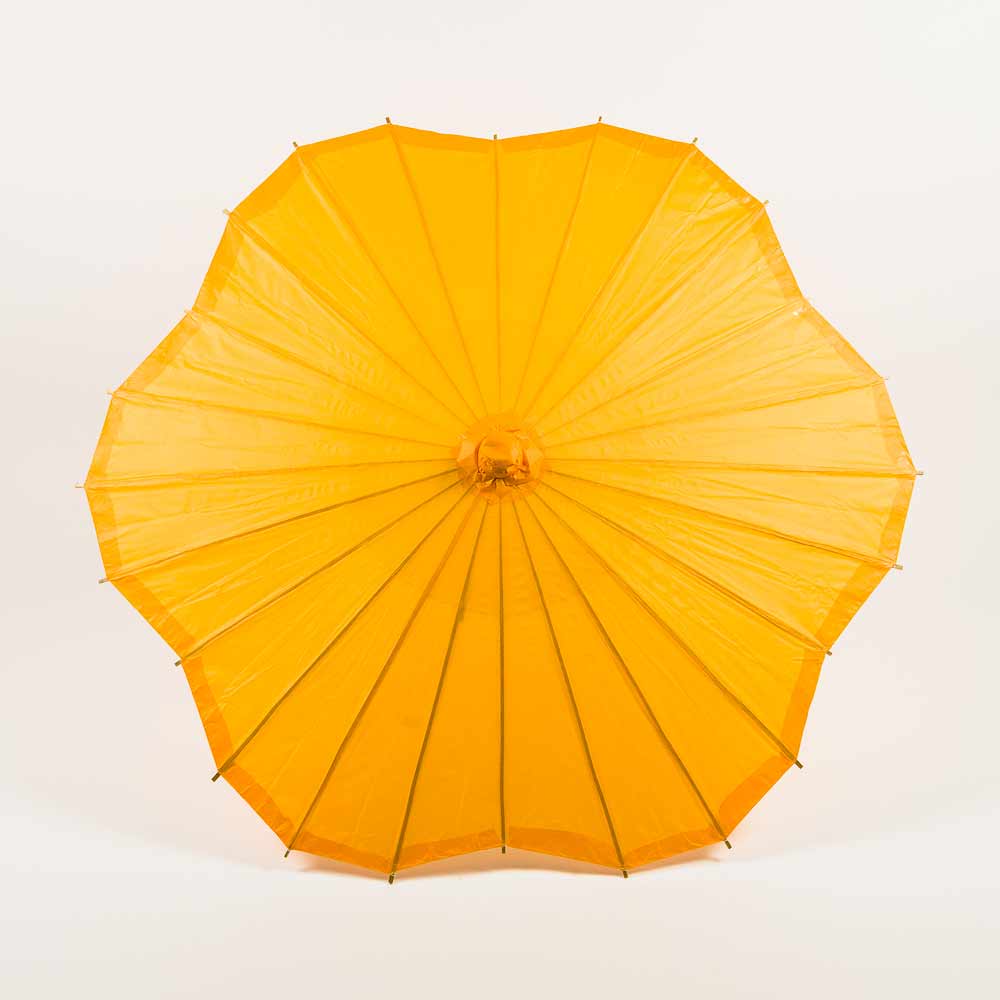 BULK PACK (6-Pack) 32" Orange Paper Parasol Umbrella, Scallop Blossom Shaped with Elegant Handle