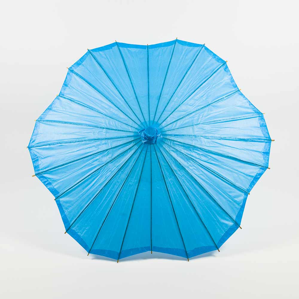 32 Inch Turquoise Paper Parasol Umbrella, Scallop Blossom Shaped - PaperLanternStore.com - Paper Lanterns, Decor, Party Lights & More
