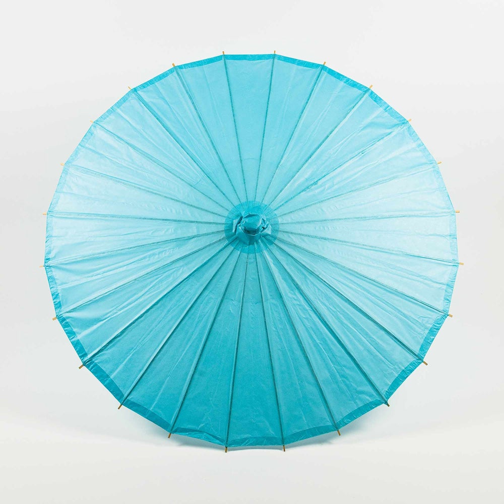 BULK PACK (6) 32&quot; Water Blue Paper Parasol Umbrellas with Elegant Handles