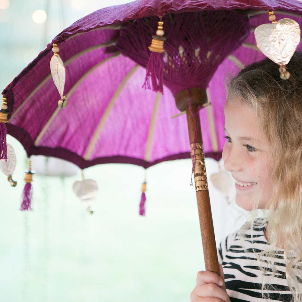 Fuchsia Pink Balinese Festival Parasol - PaperLanternStore.com - Paper Lanterns, Decor, Party Lights &amp; More