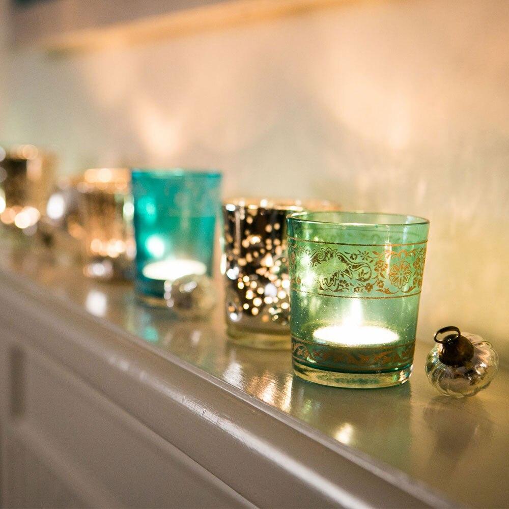 Turquoise Blue Naina Painted Glass Candle Holder - PaperLanternStore.com - Paper Lanterns, Decor, Party Lights &amp; More