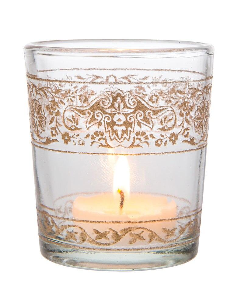 Clear Naina Painted Glass Candle Holder - PaperLanternStore.com - Paper Lanterns, Decor, Party Lights &amp; More
