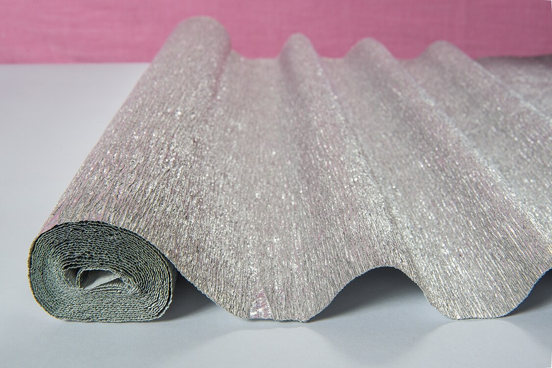 Platinum Silver Premium Heavy Italian Crepe Paper Roll and Table Runner, 20 Inches x 8 Feet - PaperLanternStore.com - Paper Lanterns, Decor, Party Lights &amp; More