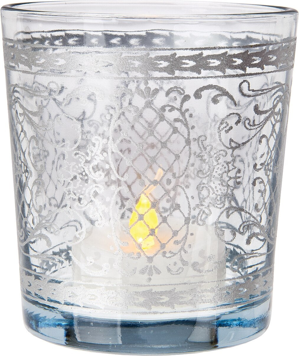 Clear &amp; Silver Sarah Glass Candle Holder - PaperLanternStore.com - Paper Lanterns, Decor, Party Lights &amp; More