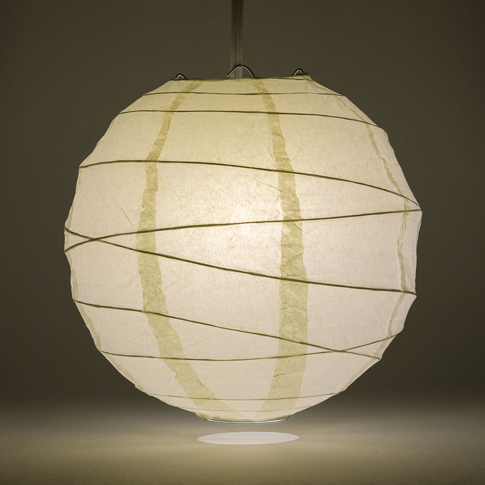 14" Beige / Ivory Round Paper Lantern, Crisscross Ribbing, Chinese Hanging Wedding & Party Decoration - PaperLanternStore.com - Paper Lanterns, Decor, Party Lights & More