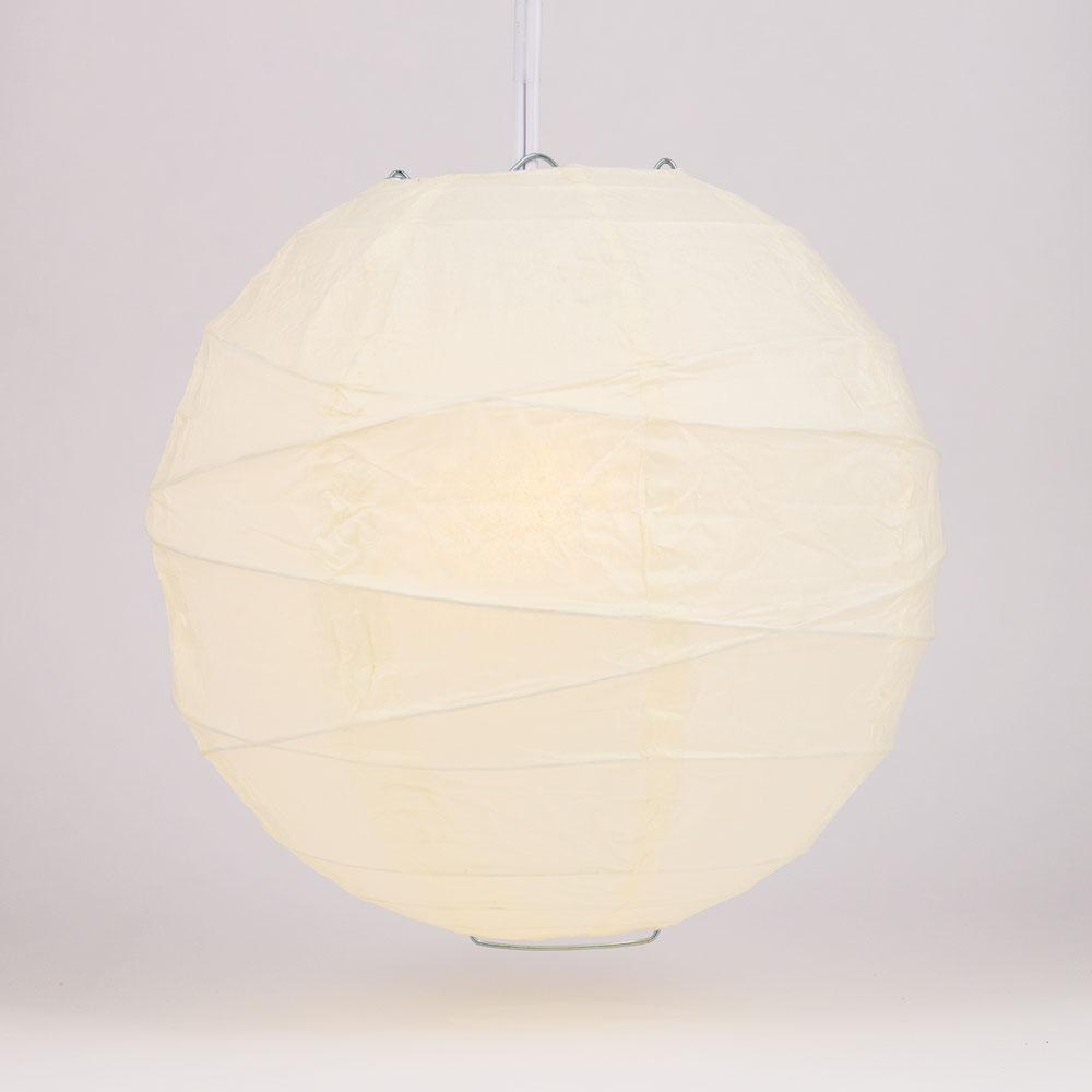24&quot; Beige / Ivory Round Paper Lantern, Crisscross Ribbing, Chinese Hanging Wedding &amp; Party Decoration