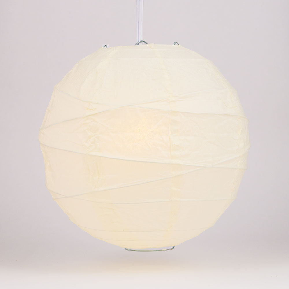 30&quot; Beige / Ivory Jumbo Round Paper Lantern, Crisscross Ribbing, Chinese Hanging Wedding &amp; Party Decoration - PaperLanternStore.com - Paper Lanterns, Decor, Party Lights &amp; More