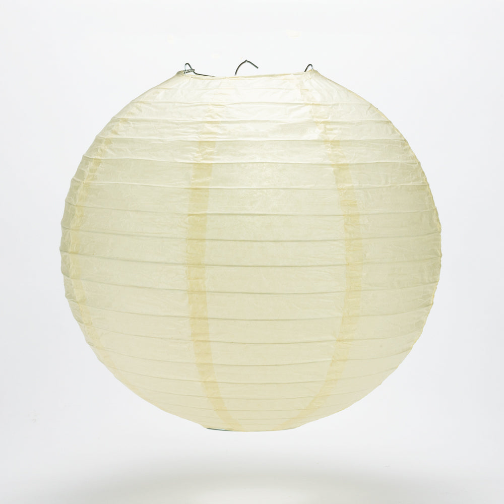36" Ivory Jumbo Round Paper Lantern, Even Ribbing, Chinese Hanging Wedding & Party Decoration - PaperLanternStore.com - Paper Lanterns, Decor, Party Lights & More