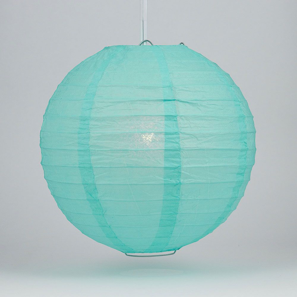 36&quot; Water Blue Jumbo Round Paper Lantern, Even Ribbing, Chinese Hanging Wedding &amp; Party Decoration - PaperLanternStore.com - Paper Lanterns, Decor, Party Lights &amp; More