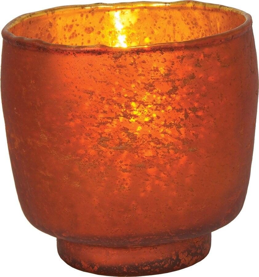 Tangerine Orange Kebi Luxe Glass Candle Holder - PaperLanternStore.com - Paper Lanterns, Decor, Party Lights &amp; More
