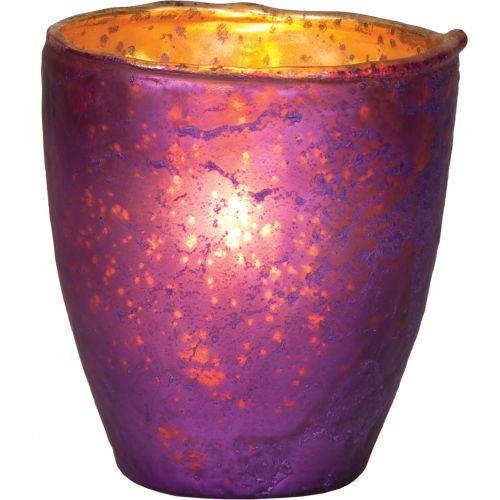 Plum Purple Ebe Luxe Glass Small Candle Holder - PaperLanternStore.com - Paper Lanterns, Decor, Party Lights &amp; More