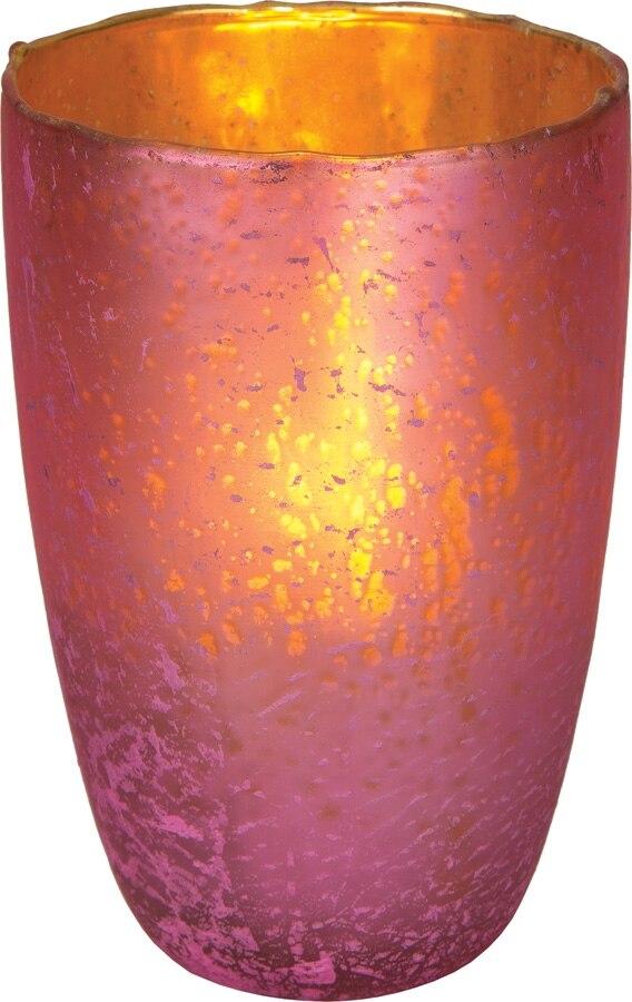 Fuchsia Pink Salama Luxe Glass Medium Candle Holder - PaperLanternStore.com - Paper Lanterns, Decor, Party Lights &amp; More