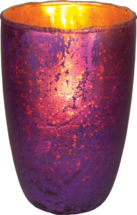 Plum Purple Salama Luxe Glass Medium Candle Holder - PaperLanternStore.com - Paper Lanterns, Decor, Party Lights &amp; More