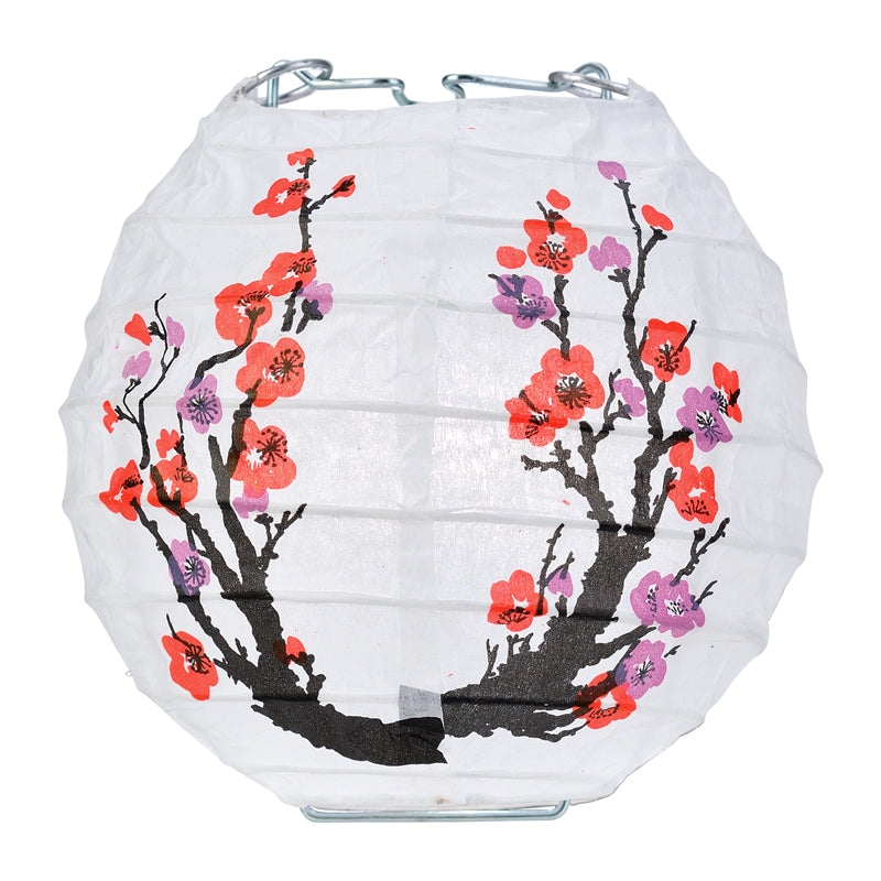 10 Socket Cherry Blossom / Sakura Round Paper Lantern Party String Lights (4&quot; Lanterns, Expandable) - PaperLanternStore.com - Paper Lanterns, Decor, Party Lights &amp; More