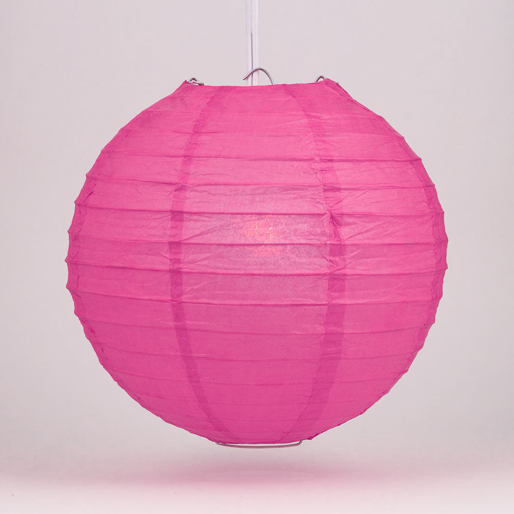 4" Fuchsia / Hot Pink Round Paper Lantern, Even Ribbing, Hanging Decoration (10 PACK) - PaperLanternStore.com - Paper Lanterns, Decor, Party Lights & More