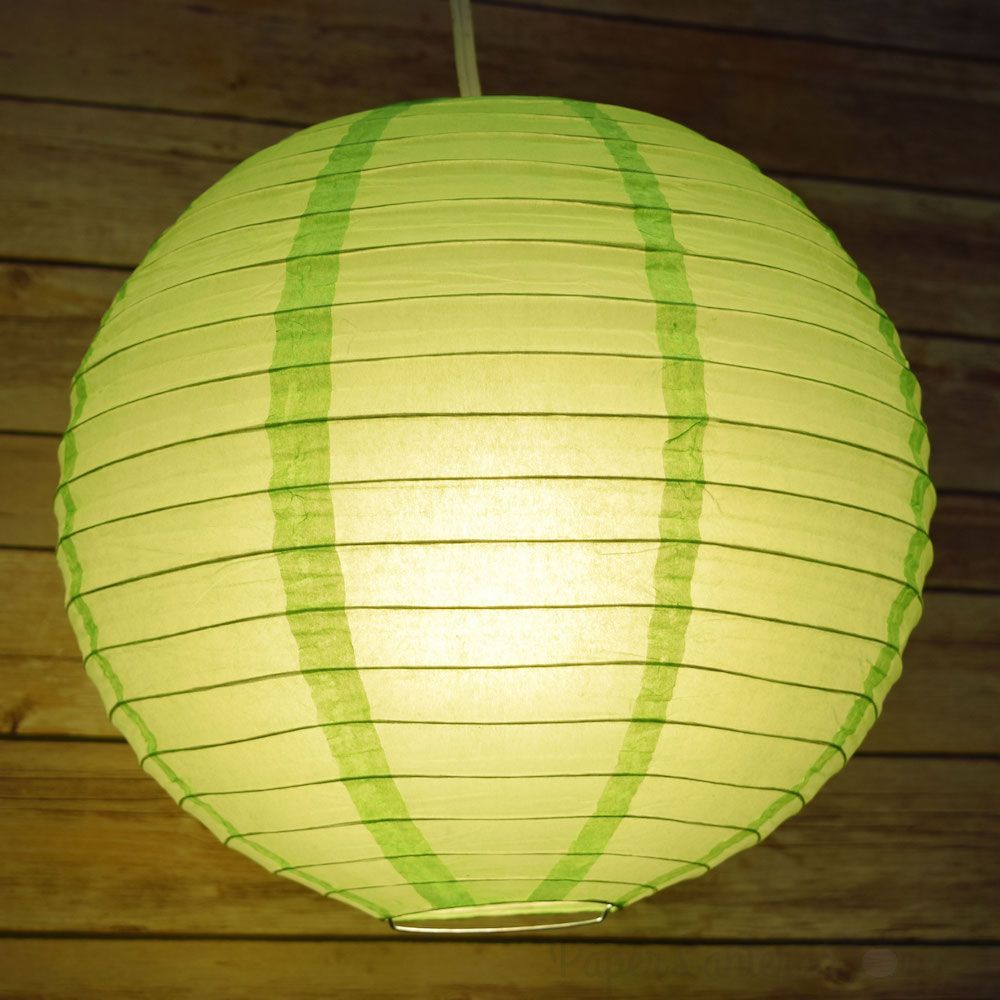 4&quot; Light Lime Green Round Paper Lantern, Even Ribbing, Hanging Decoration (10 PACK) - PaperLanternStore.com - Paper Lanterns, Decor, Party Lights &amp; More
