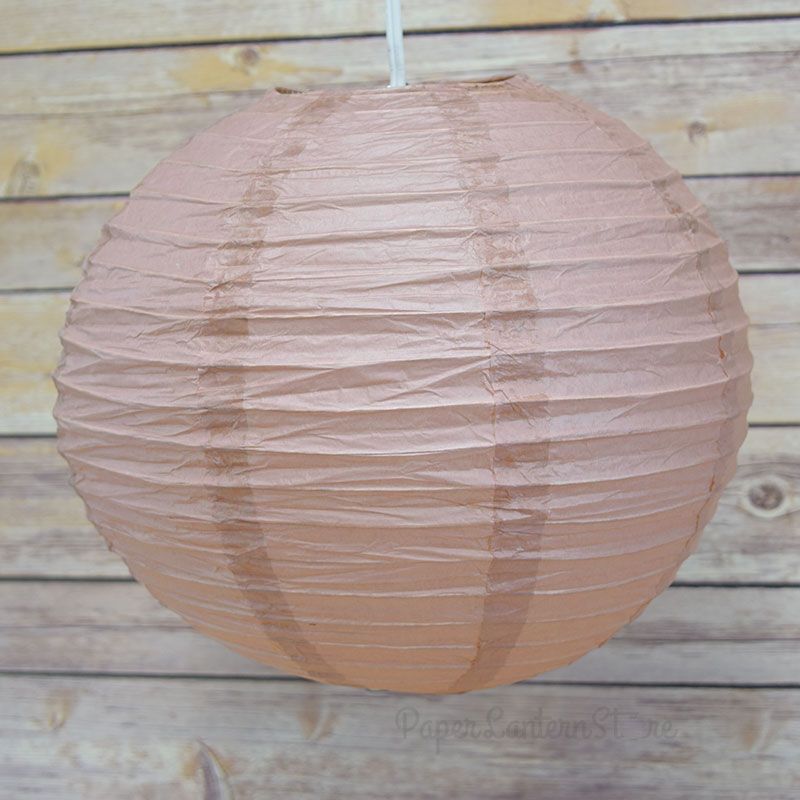 4" Dusty Sand Rose Round Paper Lantern, Even Ribbing, Hanging Decoration (10 PACK) - PaperLanternStore.com - Paper Lanterns, Decor, Party Lights & More