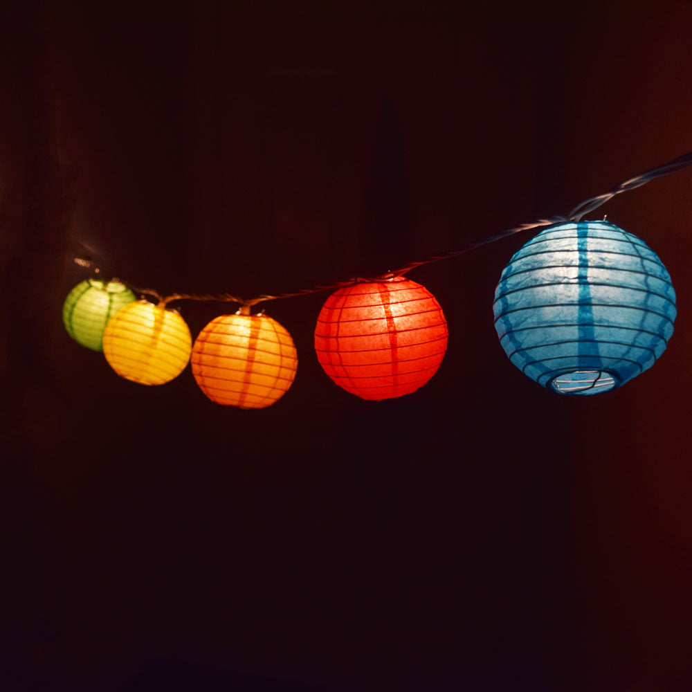 4&quot; Multi-Color Round Paper Lantern, Even Ribbing, Hanging Decoration (10 PACK) - PaperLanternStore.com - Paper Lanterns, Decor, Party Lights &amp; More