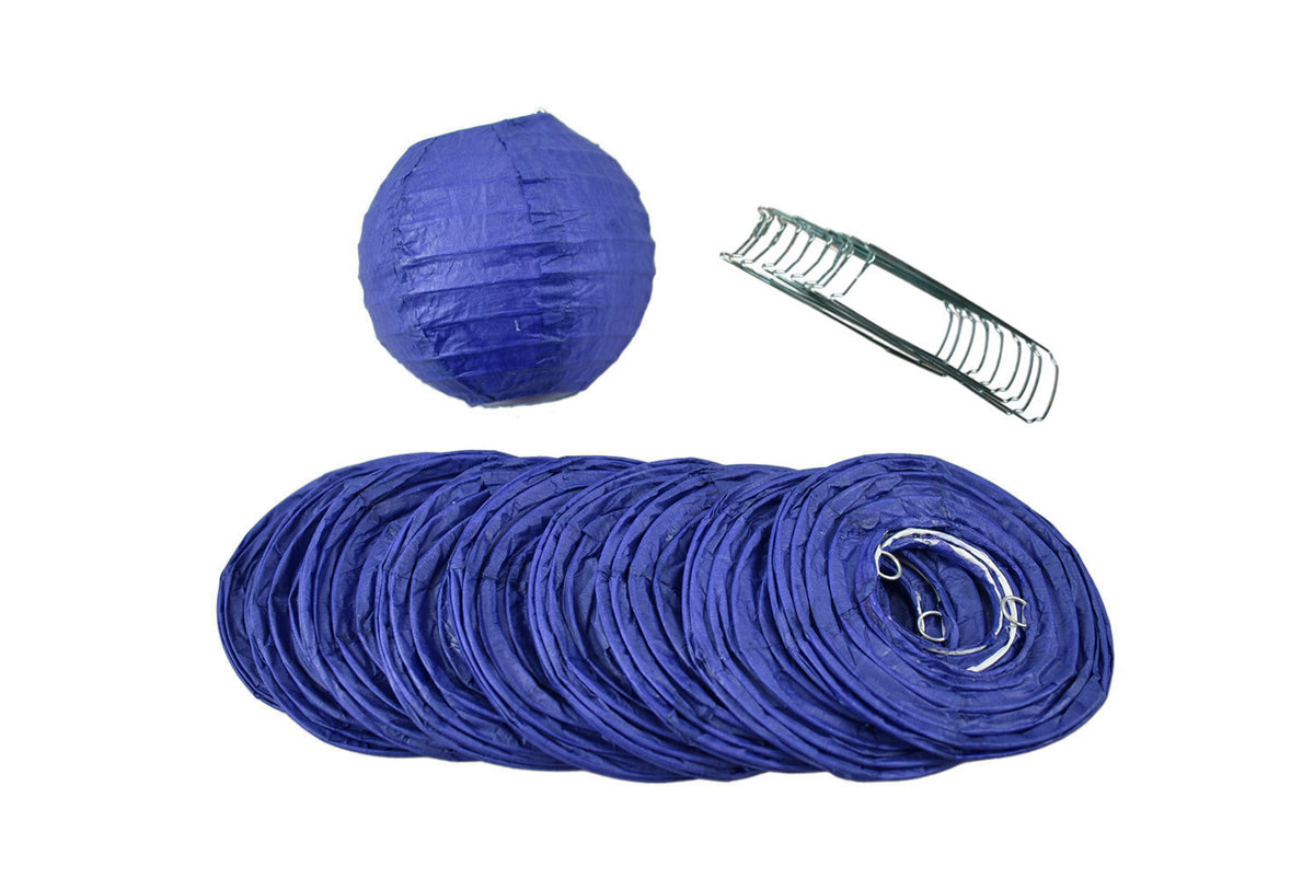 4" Navy Blue Round Paper Lantern, Even Ribbing, Hanging Decoration (10 PACK) - PaperLanternStore.com - Paper Lanterns, Decor, Party Lights & More