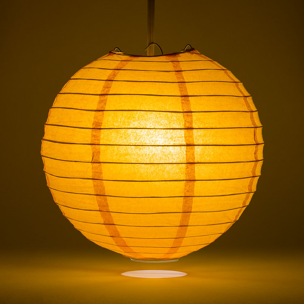 8" Orange Round Paper Lantern, Even Ribbing, Chinese Hanging Wedding & Party Decoration - PaperLanternStore.com - Paper Lanterns, Decor, Party Lights & More