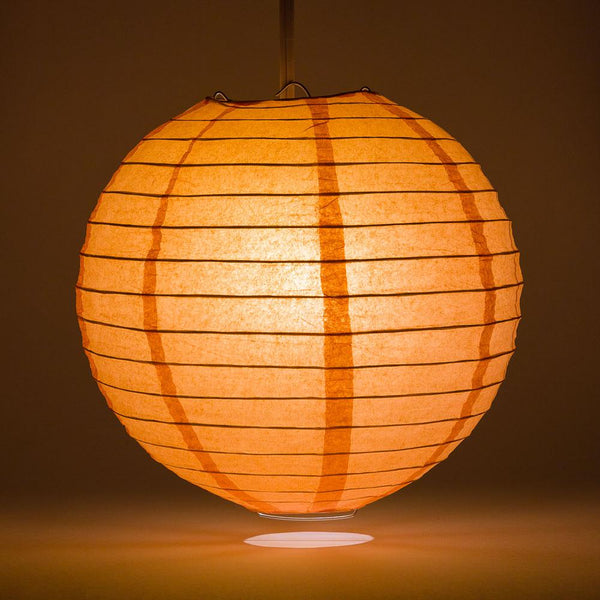 BULK PACK (5) 8&quot; Peach / Orange Coral Round Paper Lantern, Even Ribbing, Chinese Hanging Wedding &amp; Party Decoration - PaperLanternStore.com - Paper Lanterns, Decor, Party Lights &amp; More