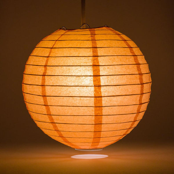 BULK PACK (5) 8" Peach / Orange Coral Round Paper Lantern, Even Ribbing, Chinese Hanging Wedding & Party Decoration - PaperLanternStore.com - Paper Lanterns, Decor, Party Lights & More