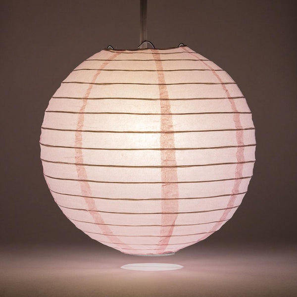 24" Pink Round Paper Lantern, Even Ribbing, Chinese Hanging Wedding & Party Decoration - PaperLanternStore.com - Paper Lanterns, Decor, Party Lights & More
