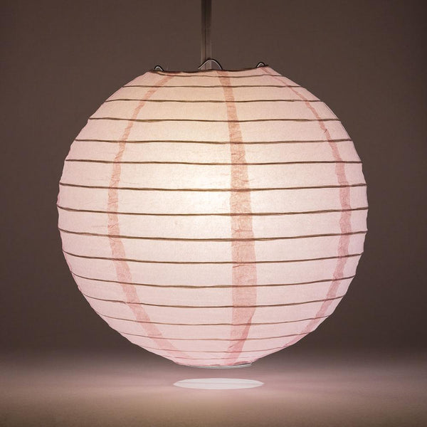 36" Pink Jumbo Round Paper Lantern, Even Ribbing, Chinese Hanging Wedding & Party Decoration