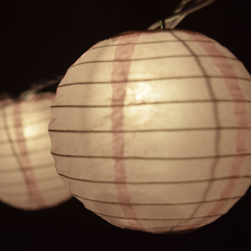 10 Socket Pink Round Paper Lantern Party String Lights (4&quot; Lanterns, Expandable) - PaperLanternStore.com - Paper Lanterns, Decor, Party Lights &amp; More