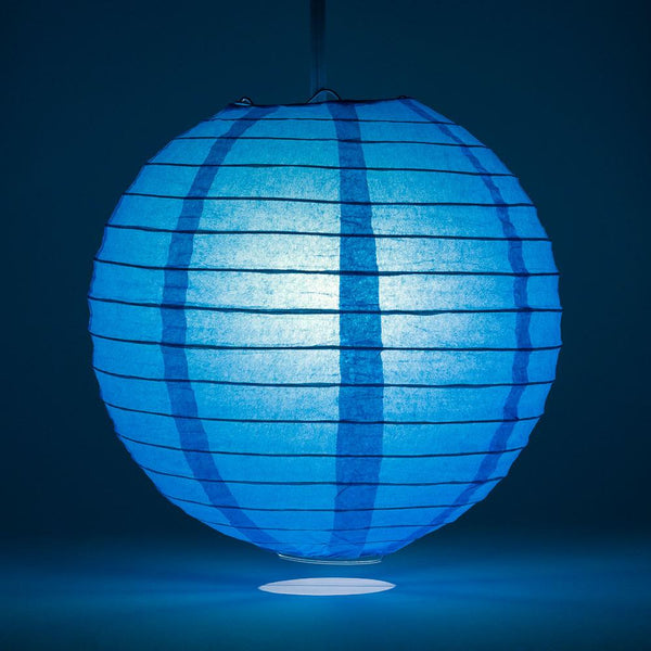 8" Turquoise Round Paper Lantern, Even Ribbing, Chinese Hanging Wedding & Party Decoration - PaperLanternStore.com - Paper Lanterns, Decor, Party Lights & More