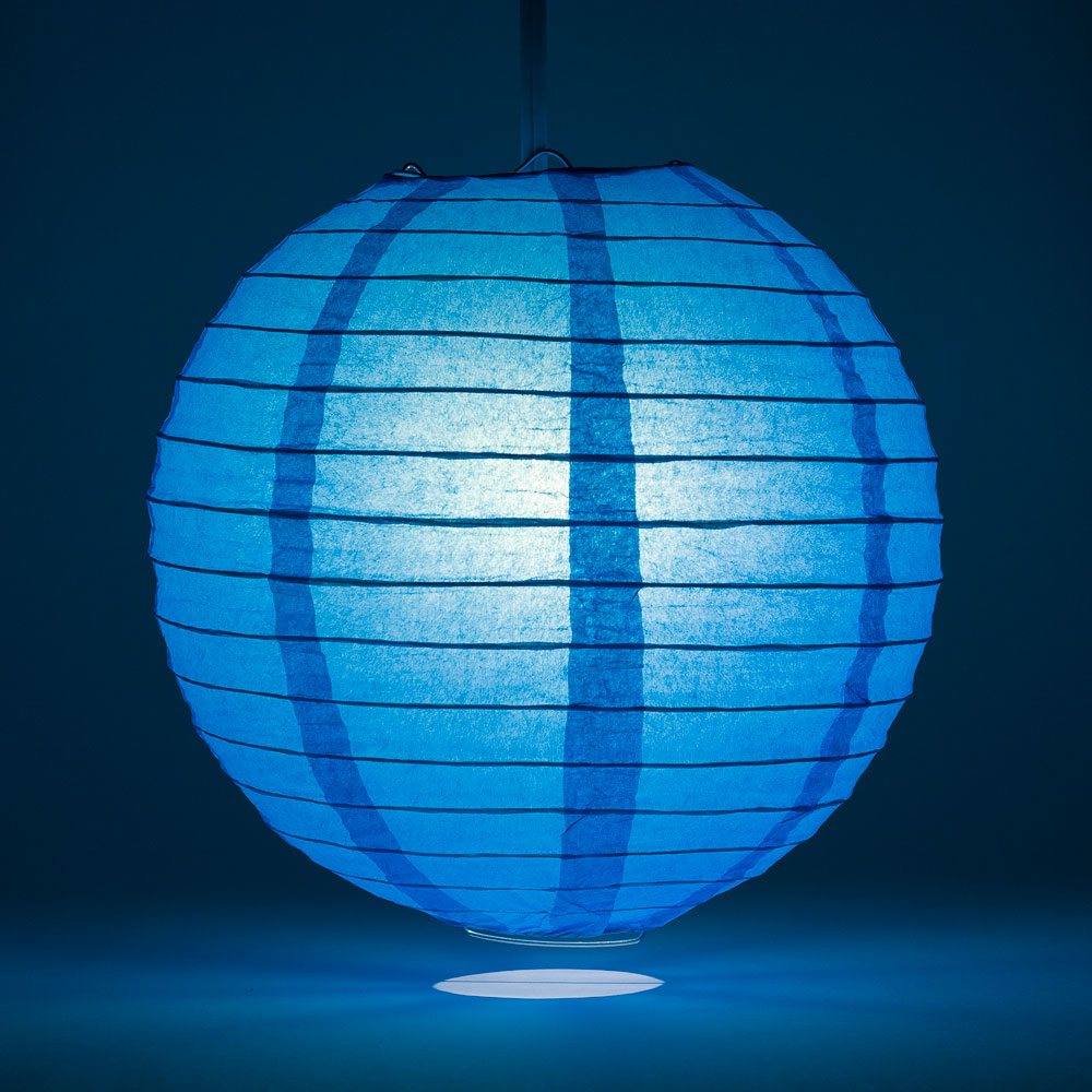 16" Turquoise Round Paper Lantern, Even Ribbing, Chinese Hanging Wedding & Party Decoration - PaperLanternStore.com - Paper Lanterns, Decor, Party Lights & More