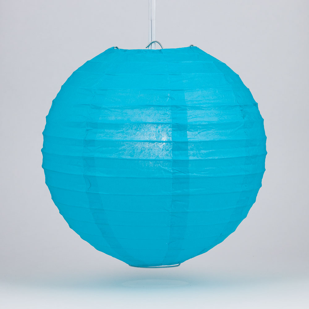 4" Turquoise Round Paper Lantern, Even Ribbing, Hanging Decoration (10 PACK) - PaperLanternStore.com - Paper Lanterns, Decor, Party Lights & More