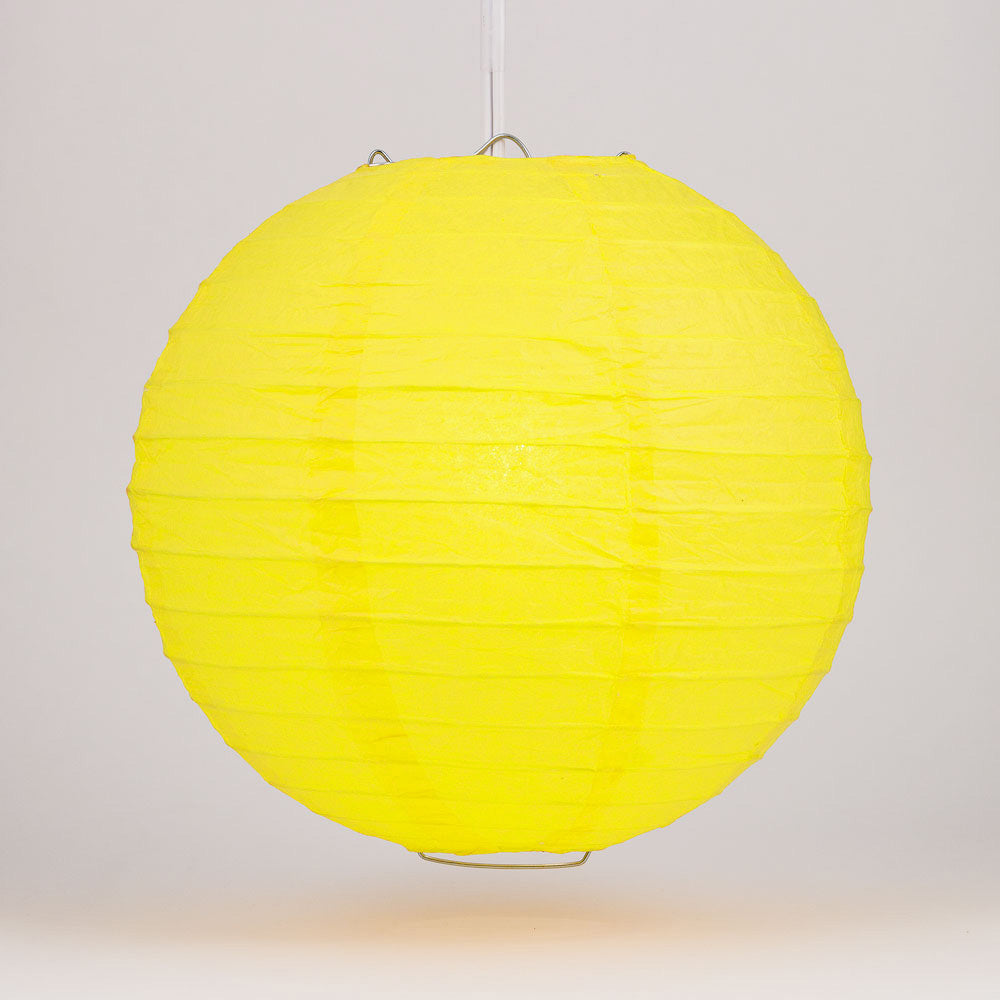 4" Yellow Round Paper Lantern, Even Ribbing, Hanging Decoration (10 PACK) - PaperLanternStore.com - Paper Lanterns, Decor, Party Lights & More