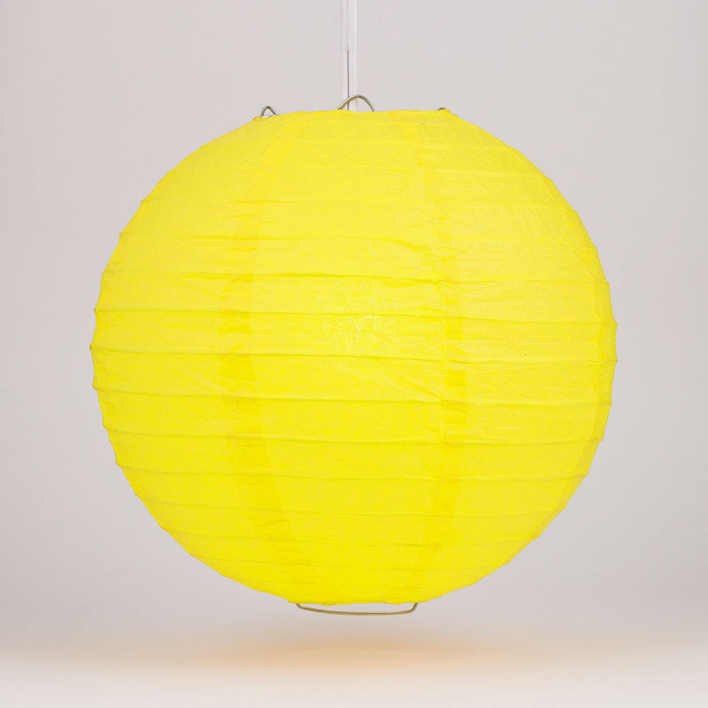 4" Yellow Round Paper Lantern, Even Ribbing, Hanging Decoration (10 PACK) - PaperLanternStore.com - Paper Lanterns, Decor, Party Lights & More