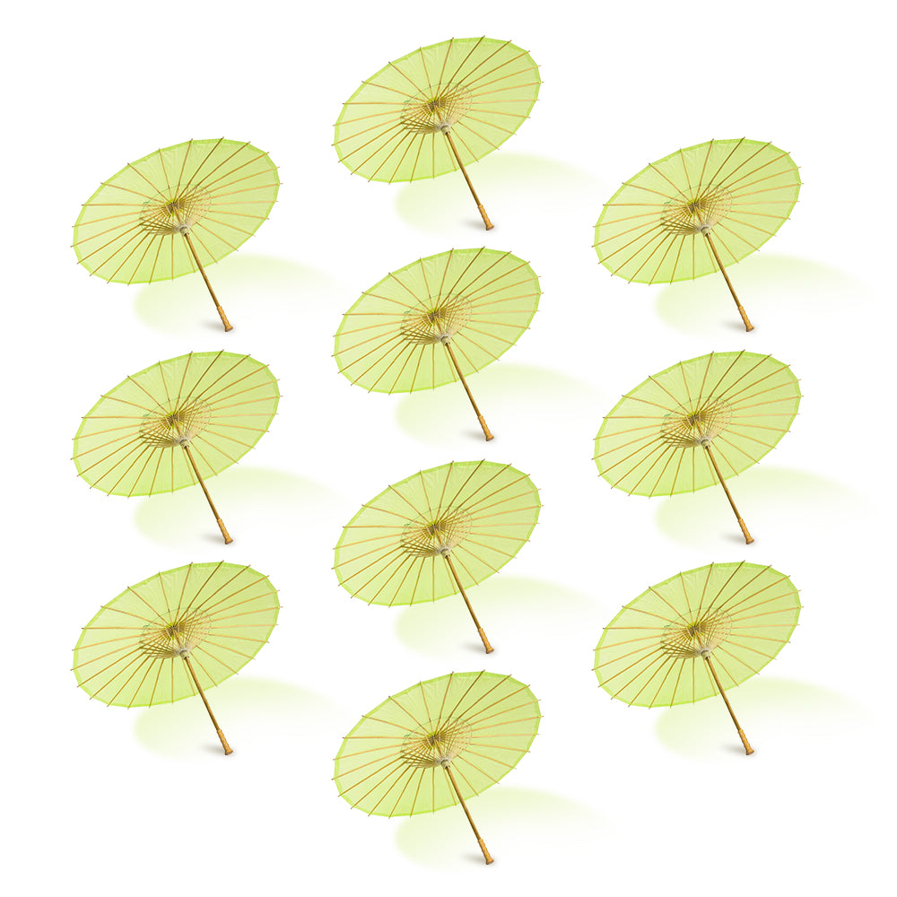 BULK PACK (10-Pack) 32&quot; Light Lime Paper Parasol Umbrella with Elegant Handle