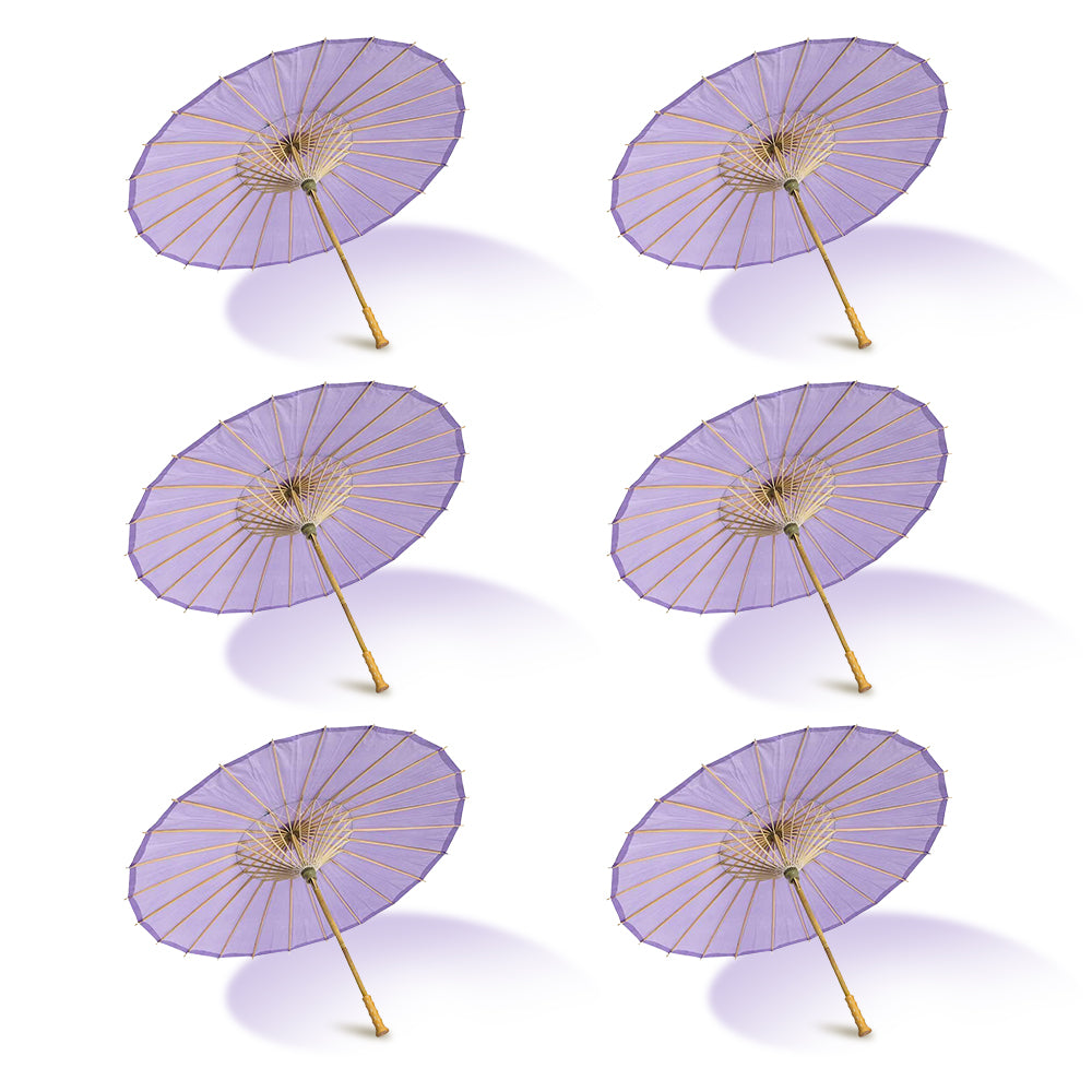 BULK PACK (6-Pack) 32&quot; Lavender Paper Parasol Umbrella with Elegant Handle
