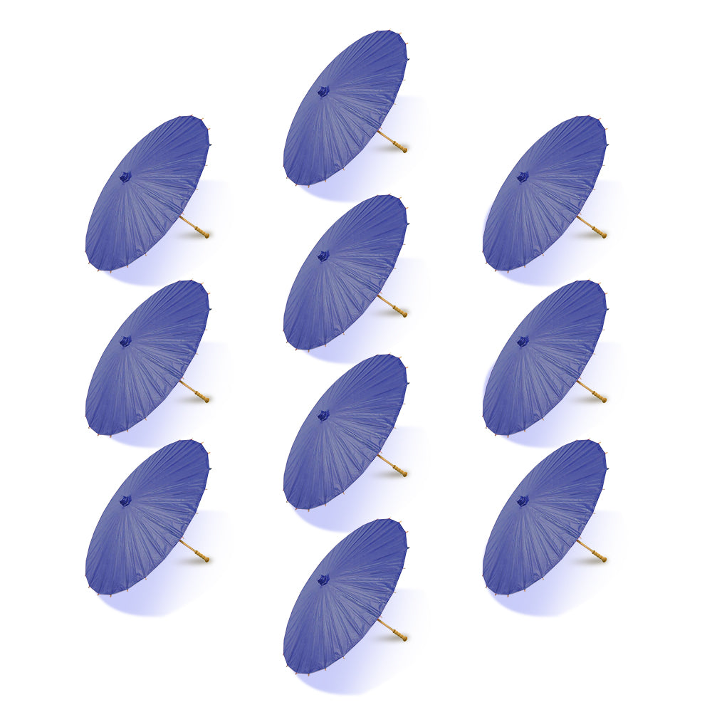 BULK PACK (10-Pack) 32&quot; Navy Blue Paper Parasol Umbrella with Elegant Handle