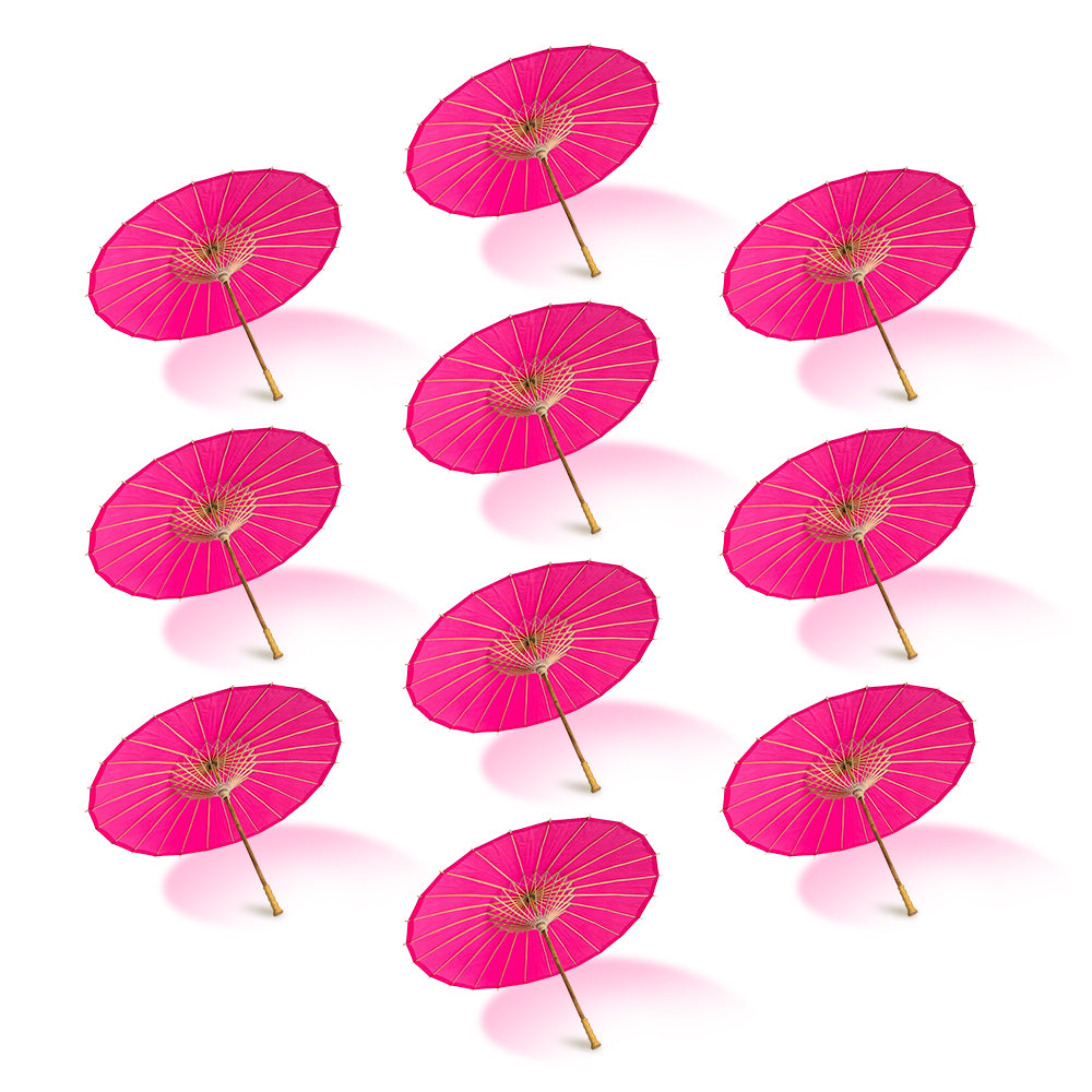 BULK PACK (10-Pack) 32&quot; Fuchsia Paper Parasol Umbrella with Elegant Handle