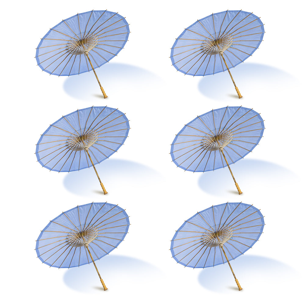 BULK PACK (6-Pack) 32&quot; Serenity Blue Paper Parasol Umbrella for Weddings and Parties with Elegant Handle