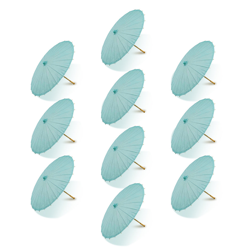 BULK PACK (10-Pack) 32" Teal Green Paper Parasol Umbrella with Elegant Handle