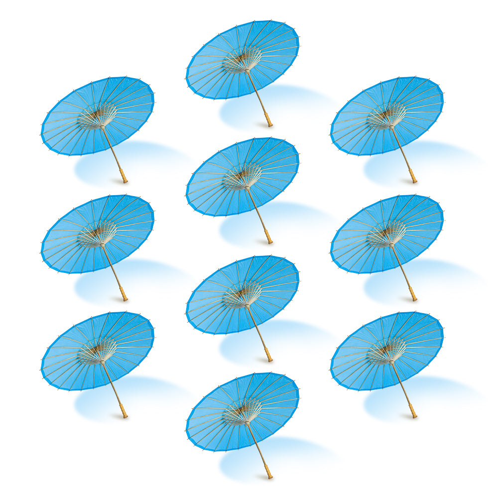 BULK PACK (10-Pack) 32&quot; Turquoise Paper Parasol Umbrella with Elegant Handle