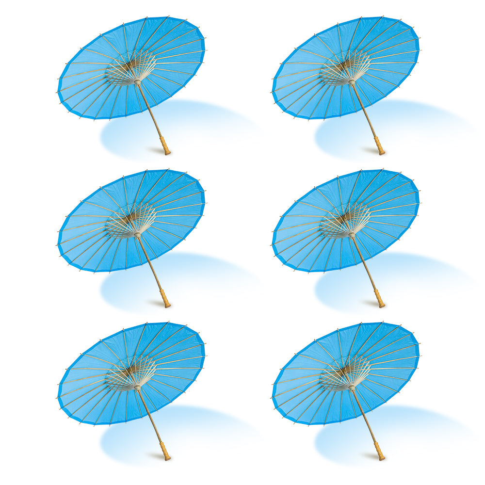BULK PACK (6-Pack) 32&quot; Turquoise Paper Parasol Umbrella with Elegant Handle