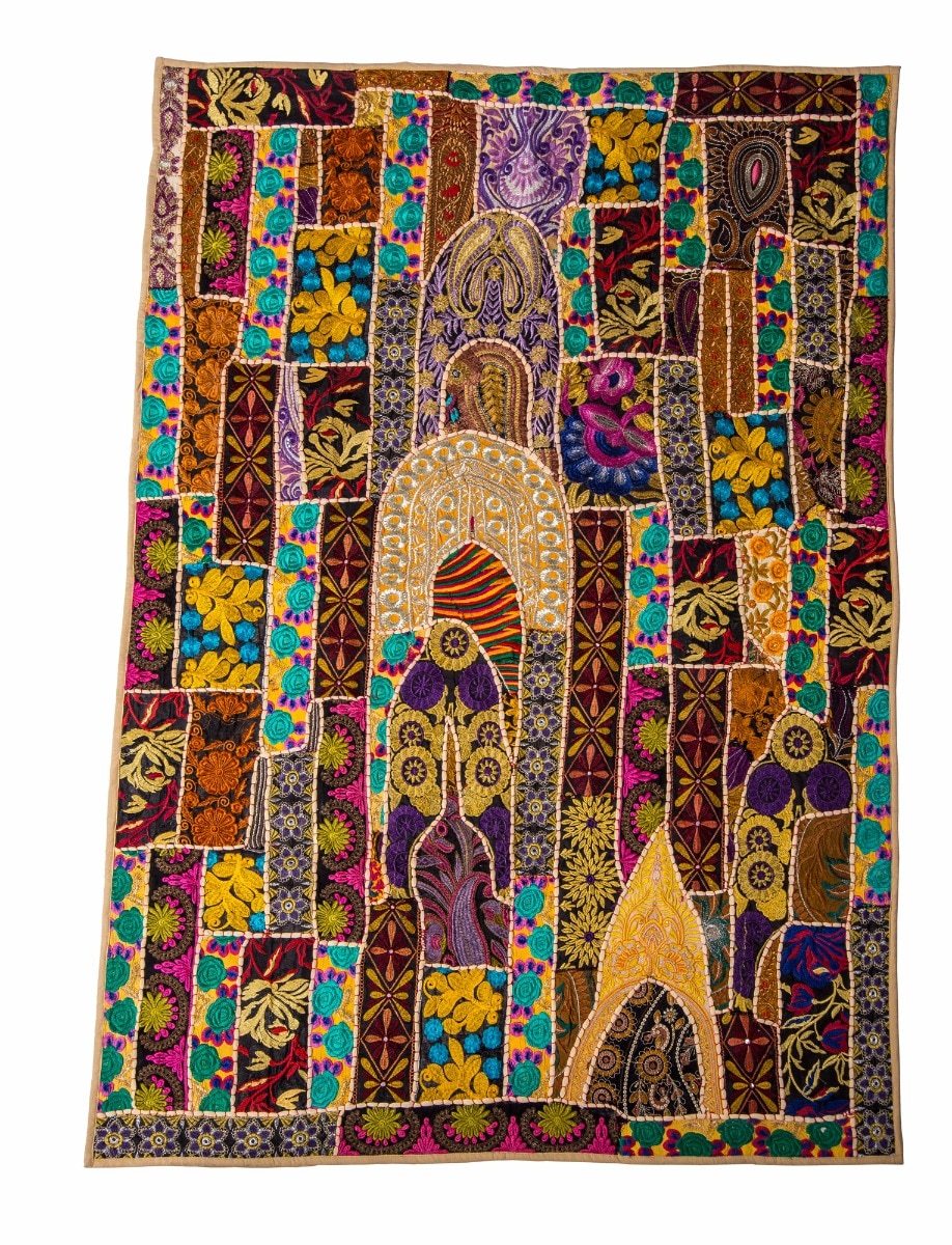 Multicolor Khambadia Hand Stitched Wall Hanging - PaperLanternStore.com - Paper Lanterns, Decor, Party Lights &amp; More